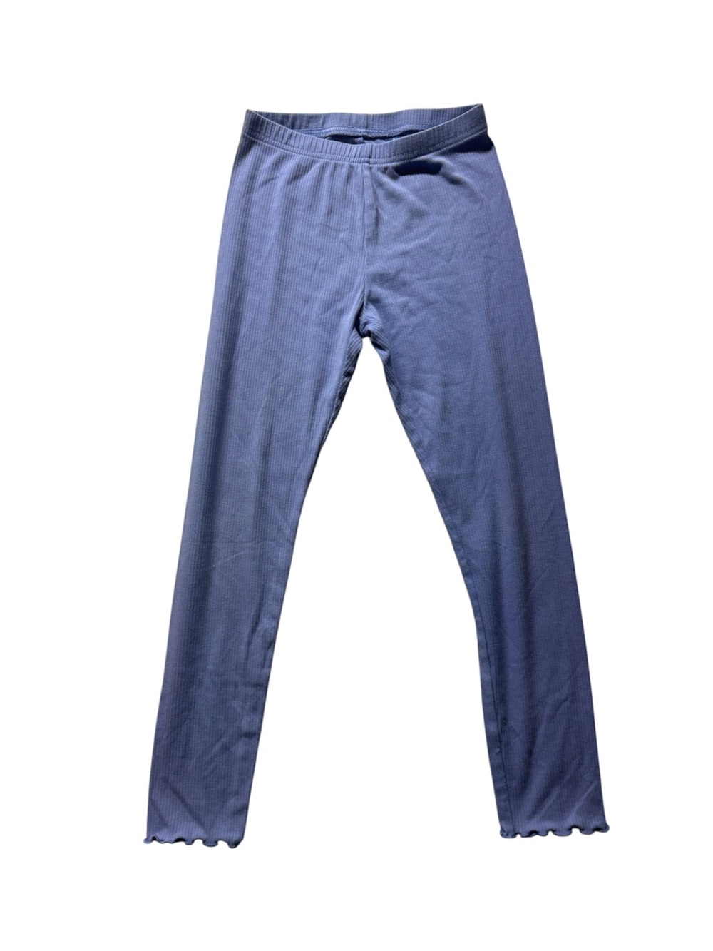 Old Navy Girls Ribbed Leggings Blue Lettuce Hem Size L 10-12